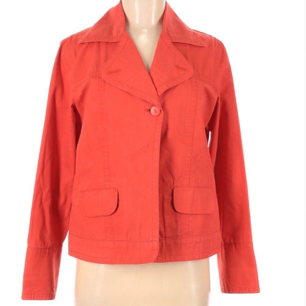 Chico’s Orange Cotton Button Front Jacket Size 1